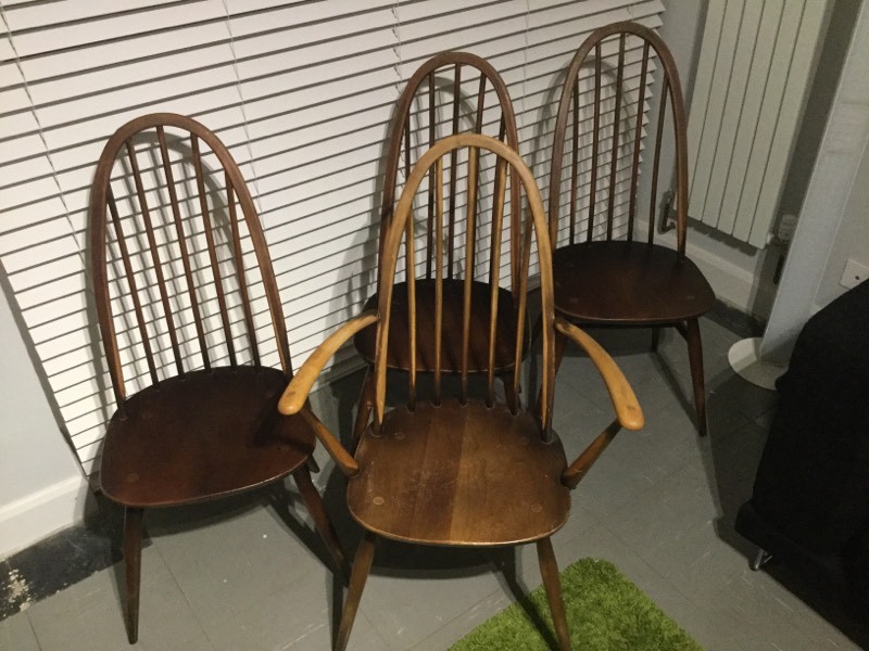 Four Vintage Ercol Windsor chairs in London Colney, Hertfordshire