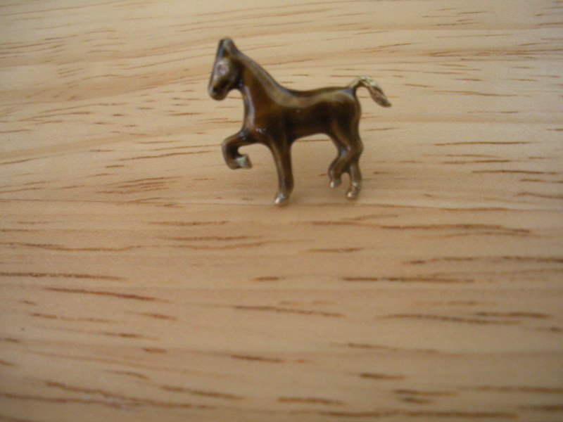 14k Gold Brown Enamel Pony Horse Tie Tac ~ Lapel Pin ~ Hat Pin