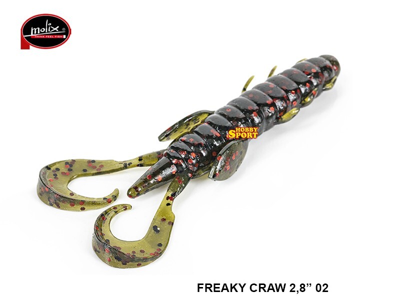 FREAKY CRAW 2,8" MOLIX COLORE 02 WATERMELON -RED BLACK FL PESCA BLACK BASS LAGO