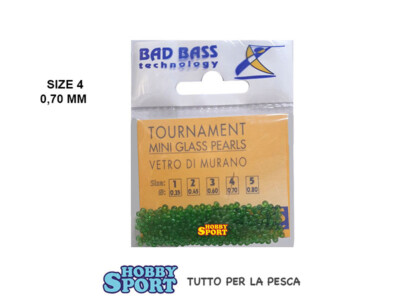 PERLINE FORATE IN VETRO DI MURANO SIZE 4 DIAM 0,70 mm VERDE BAD BASS MINI GLASS