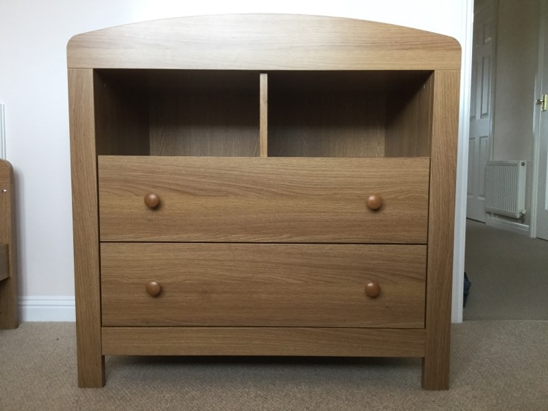 Nursery Chest of Drawers Changing Table Oak Mothercare Padstow