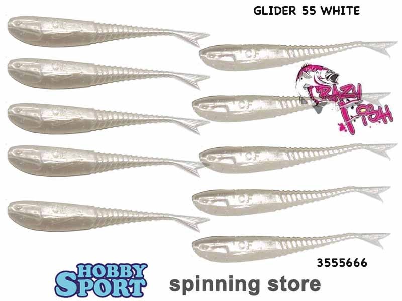 GLIDER 2" colore 66 WHITE - LIGHT ROCK FISHING PZ 10 CRAZY FISH SPINNING