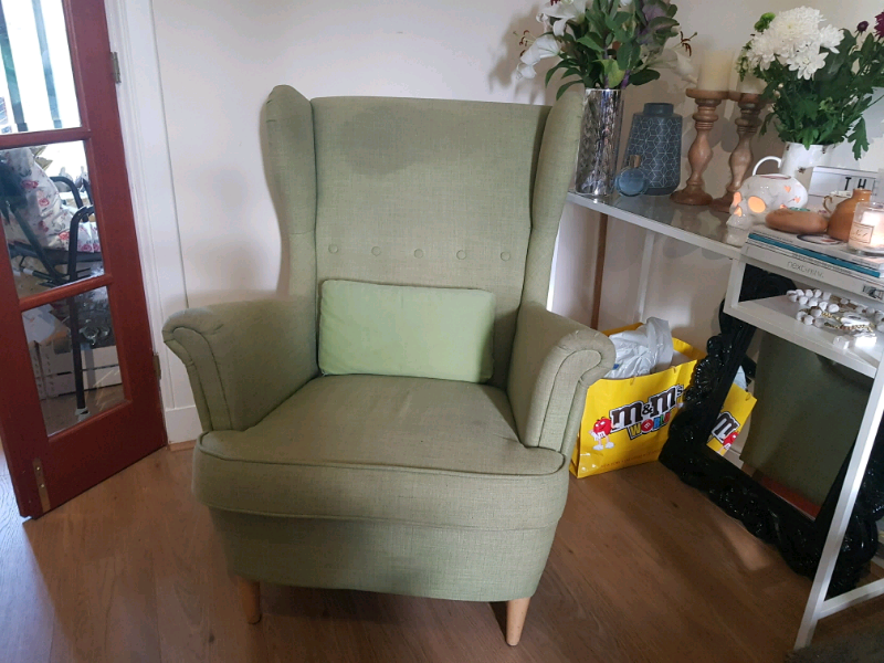 Retro Style High Back Wing Back Armchair Ikea Scandi Legs in Barrhead