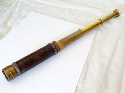 Antique POCKET TELESCOPE BRASS 19th CENTURY THREE DRAW 15.25