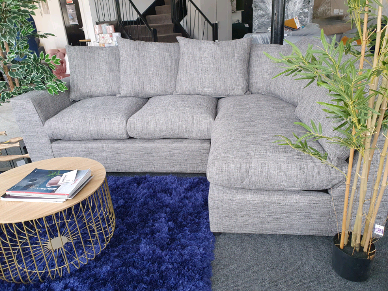 SALE! BRAND NEW Grey Tweed Fabric Corner Sofa in Stockport