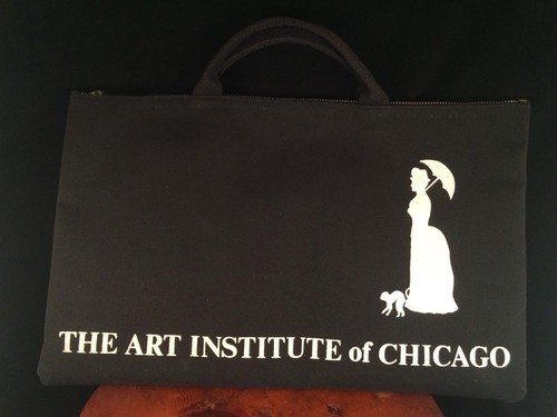 The Art Institute of Chicago Black Canvas Bag Seurat Sunday Afternoon Zipper