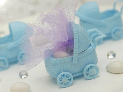 12 pcs Blue Plastic Carriage Boy Baby Shower Favors Party Birthday Decorations