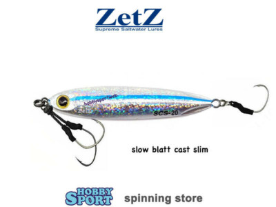 ZETZ SLOW BLATT CAST SLIM 20 GR COLORE RA160 SILVER  56 MM METAL JIG  SLOW PITCH