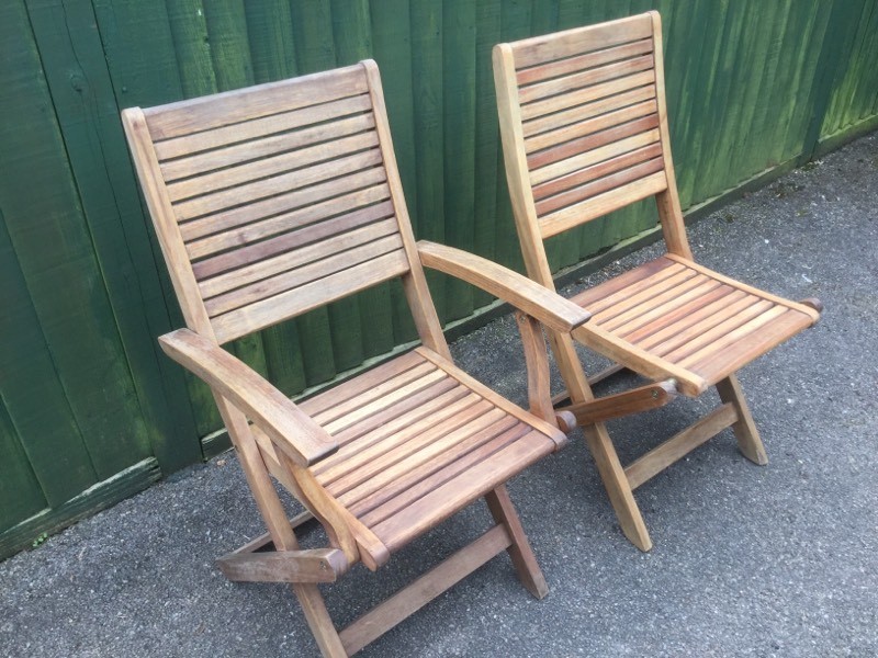 Two teak garden chairs for sale very good condition in Verwood