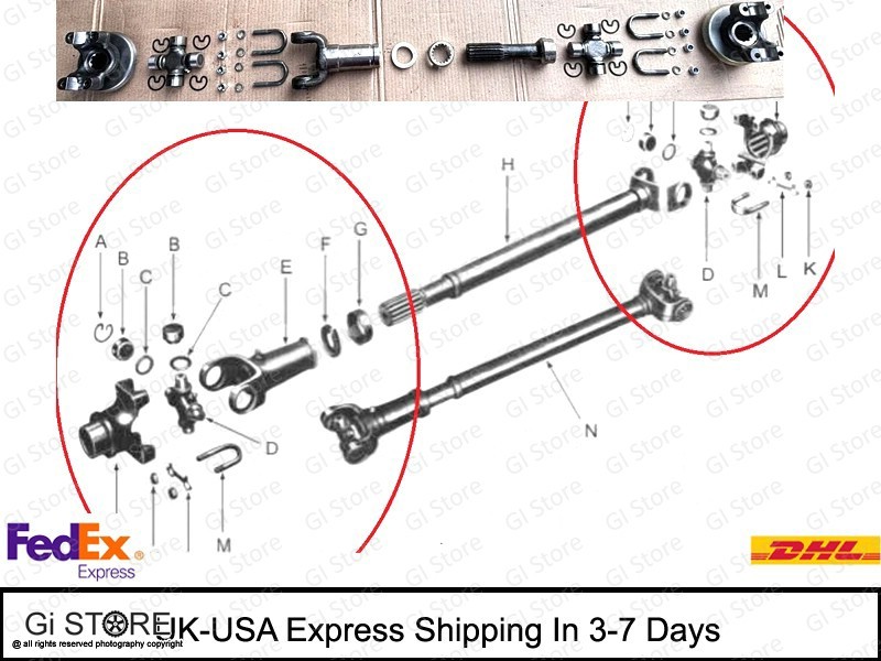 Front Drive Propeller Shaft Kit for Jeep WIllys MB CJ 2A 3A 3B M38-A1326-New