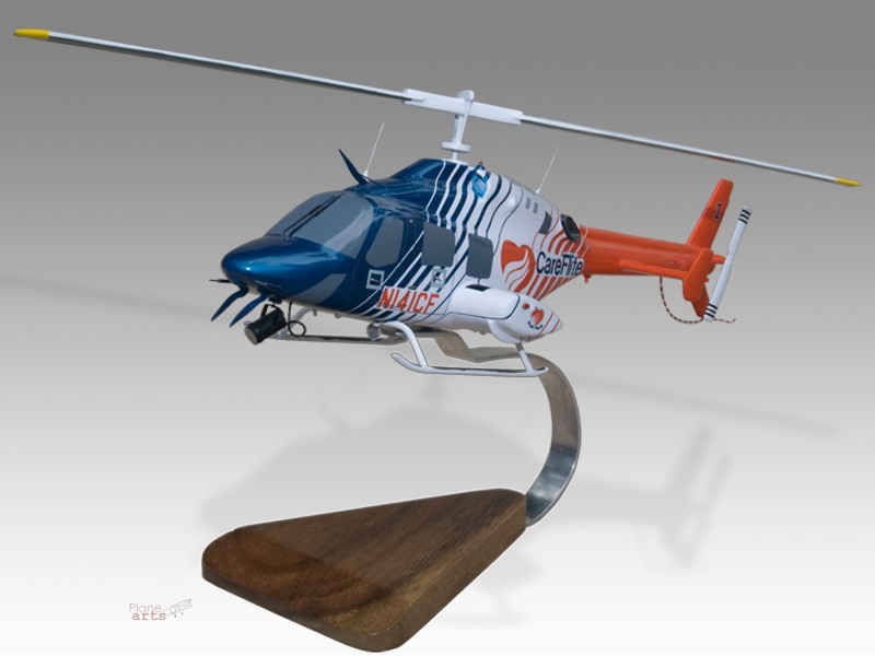 Bell 222U CareFlite Desk Wood Helicopter Model Large Scale 1/32