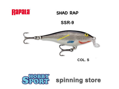 RAPALA SHAD RAP SSR-9 COLORE S SILVER SPINNING LAGO FIUME BLACK BASS LUCCIO
