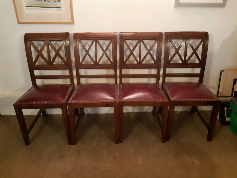 4 dark wood dining chairs | in Yateley, Hampshire | Gumtree