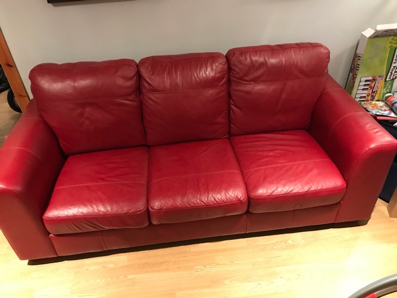 Red Leather 3 piece sofa in Wirral, Merseyside Gumtree