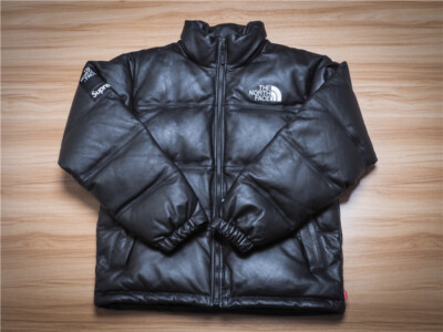 Supreme x The North Face Leather Nuptse Puffer Jacket Black Size