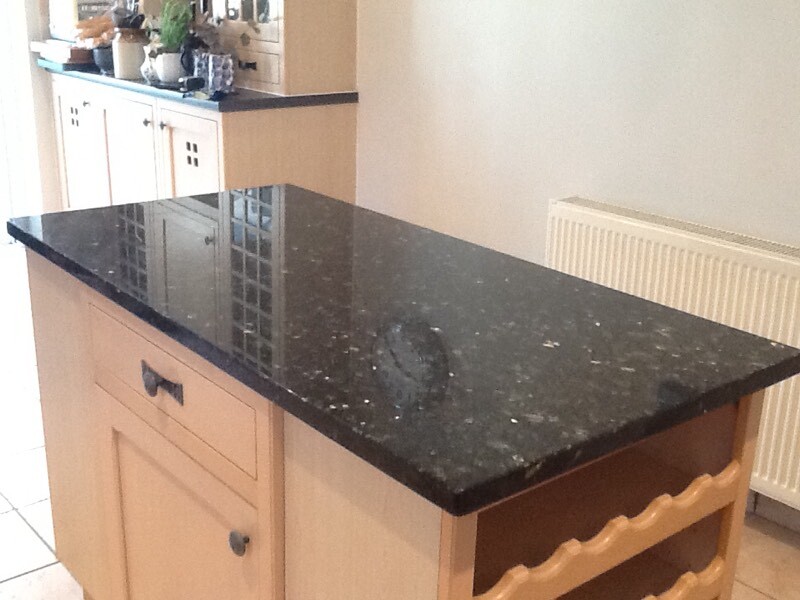 Quartz Granite Kitchen Island Worktop Black Sparkle In
