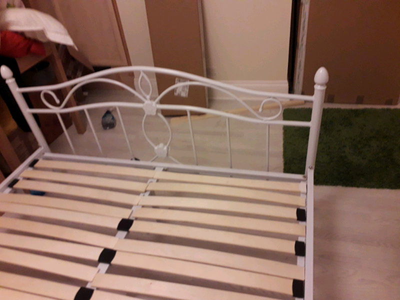 Metal double bed with extra base slats in Southampton, Hampshire