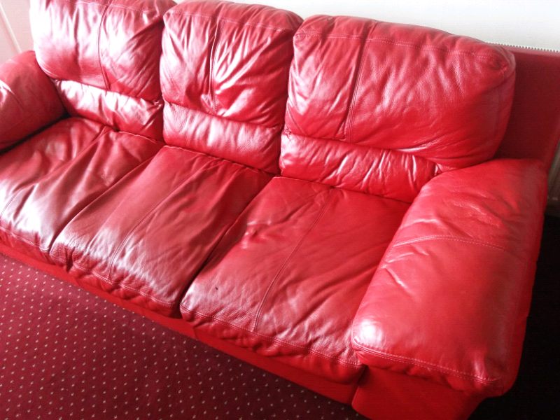DFS Genuine Red Leather Sofas in Bradford, West Yorkshire Gumtree