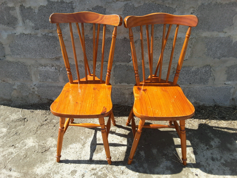 SOLID PINE KITCHEN CHAIRS FOR RESTORATION X 2 in Yeovil, Somerset