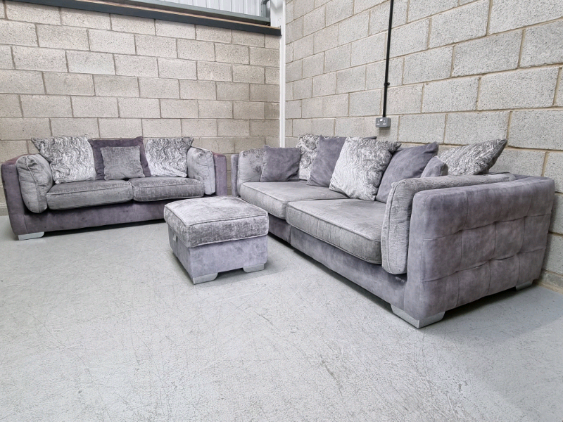 DFS Vivien Silver Combination 4 Seater Split Sofa, 2 Seater Sofa in