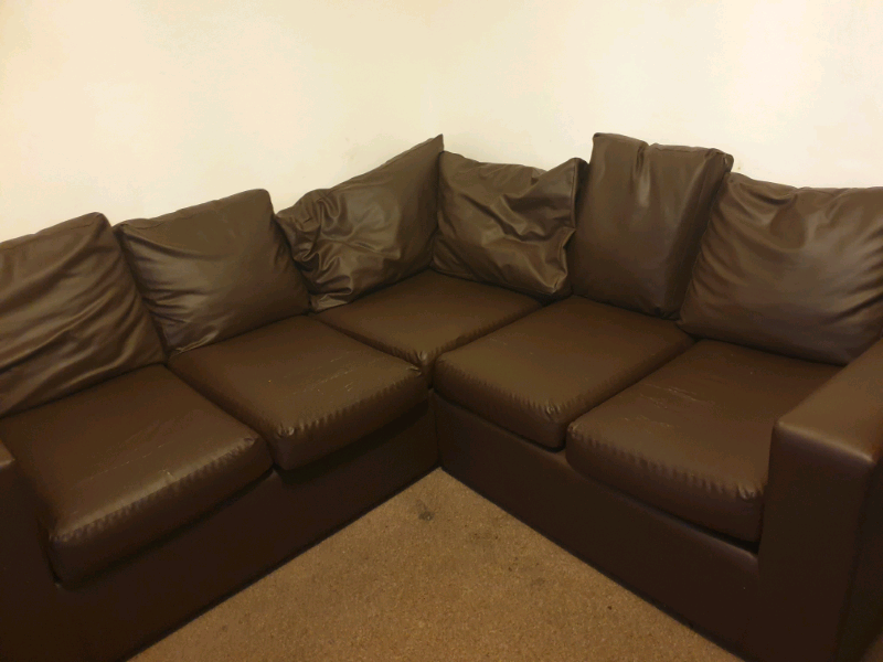 Corner sofa brown leather used condition in Feltham, London Gumtree