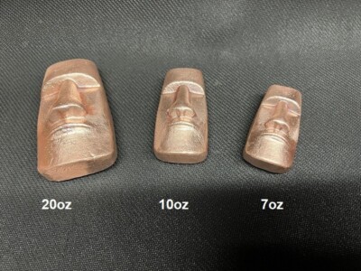7+ oz Hand Poured Moai Head - 999 Fine - Art Collectible Copper Bullion 