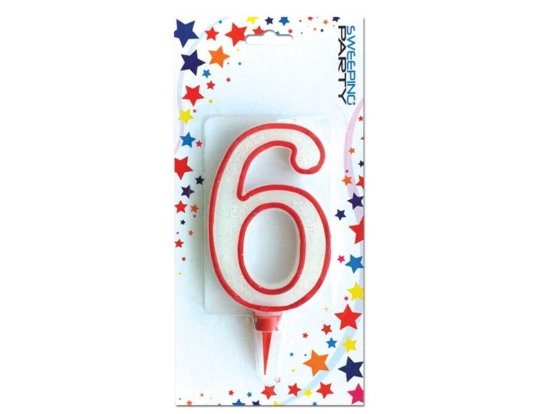 Candela Gigante Glitter Numero 6 Compleanno Candelina Festa Animazione Party dfh