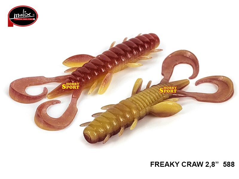 FREAKY CRAW 2,8" MOLIX COLORE 588 HEARTWORM PESCA BLACK BASS LAGO