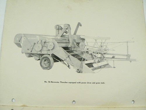 McCormick No 76 Harvester Thresher Setting Up Instructions International 1956