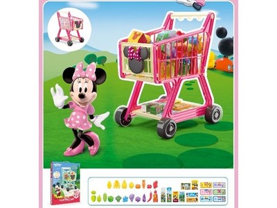 Disney Minnie Mouse Kids 35 Piece Shopping Cart Supermarket Kitchen Trolley