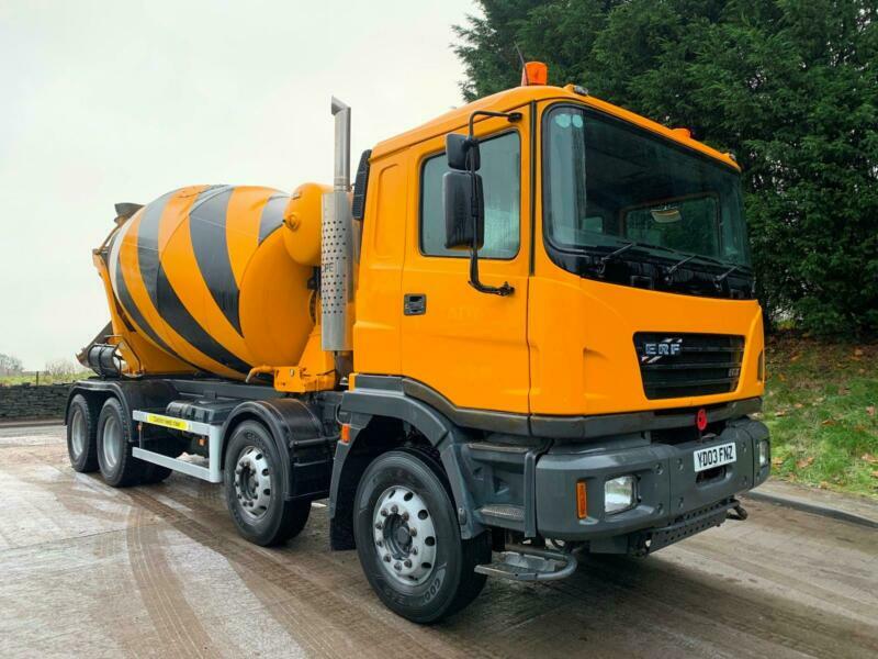 2003 03 ERF ECX 11.39 8x4 Stetter 8cm3 concrete mixer, alloys in