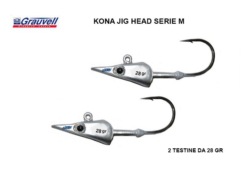 JIG HEAD GRAUVELL KONA SERIE M PESO 28 GR TESTINA PIOMBATA CONF 2 PEZZI