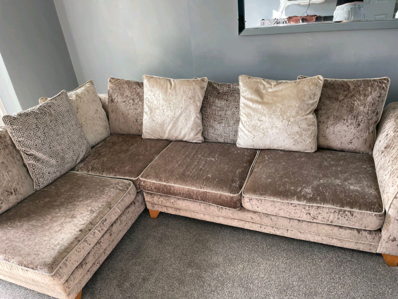 Mink crushed velvet L Shaped corner sofa' from DFS | in Swansea | Gumtree