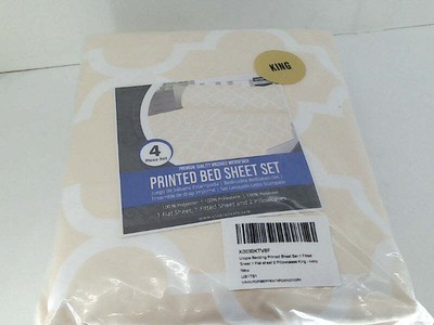 Utopia Bedding King Size Printed Bed Sheet Set 4 Pieces Ivory