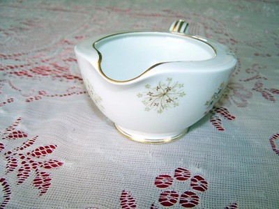 VTG White Noritake SNOWFLAKE Gold Green Black Snowflakes Creamer