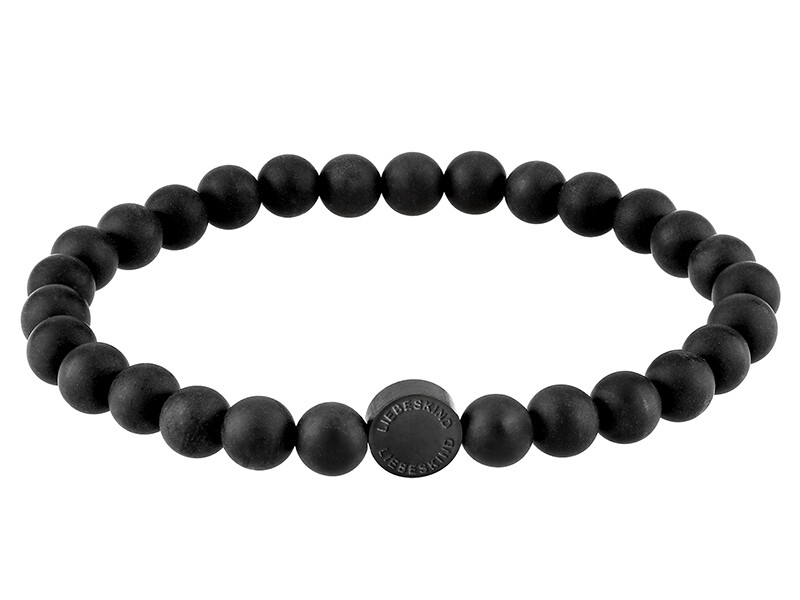LIEBESKIND BERLIN Beads 6mm mit Logotag in Edelstahl, Onyx 17 cm LJ-0066-B-17