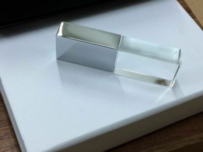 Glass USB 3.0 Flash Pen Drive Customized Photo Wedding logo Elegant Paper Box