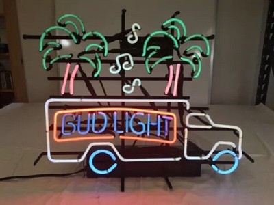 Lorry Truck Palm Trees Neon Sign 17''x14'' Lamp Man Cave Beer Bar Decor Glass SY