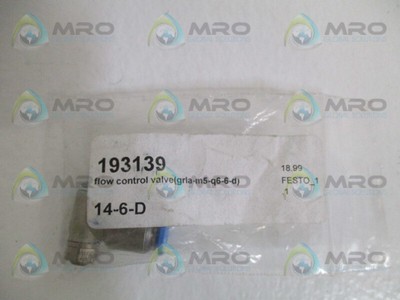 FESTO GRLA-M5-Q6-6-D FLOW CONTROL VALVE *NEW NO BOX*