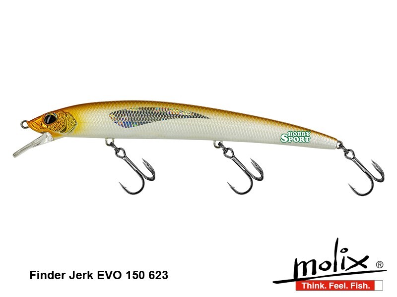 MOLIX FINDER JERK EVO 150 SS #623 PEARL WHITE GOLD BACK SPINNING   SPIGOLA SERRA