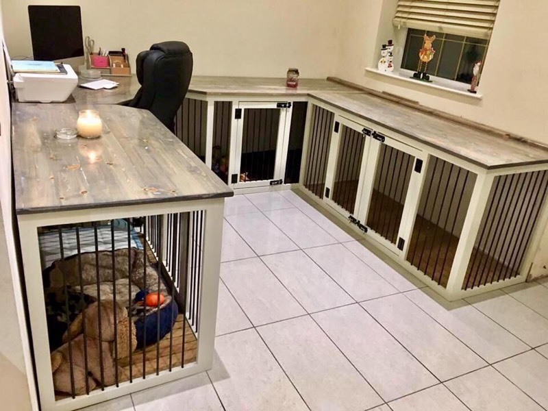 Luxury bespoke solid wood dog / pet beds crates cabinet 