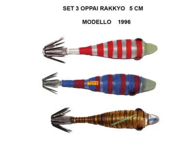 SET 3 PZ OPPAI RAKKYO FIVE COL.1996 W.RED+BROWN+BLUE RED KATSUI TATAKI FISHING