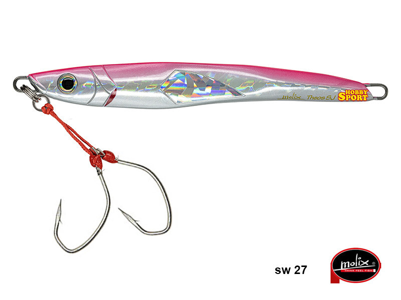 MOLIX THEOS SHORE JIGGING 60 GR COL SW 27 CRAZY PINK  2 ASSIST HOOK PESCA MARE