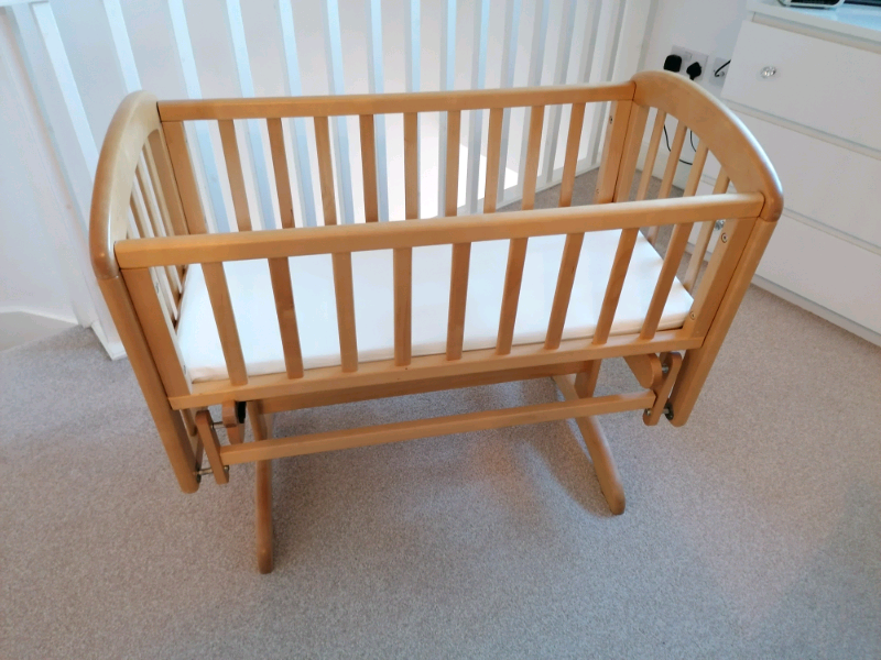 John Lewis Anna Gliding crib, birchwood, complete with new mattress