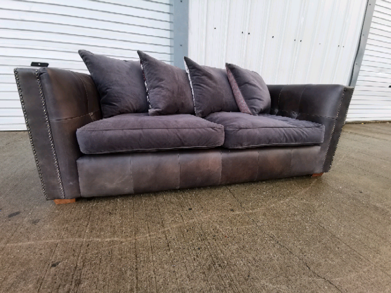 Dfs grey leather & suede 2 seater sofa couch suite 🚚 in Glasgow City Centre, Glasgow Gumtree