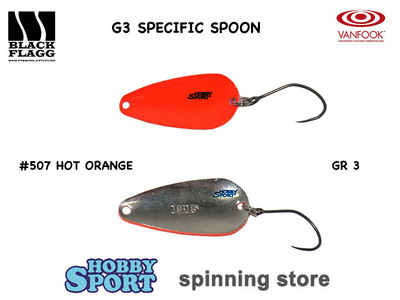 SPOON BLACK FLAGG G3 SPECIFIC 3 GR COL.507 HOT ORANGE SPINNING AREA TROUT