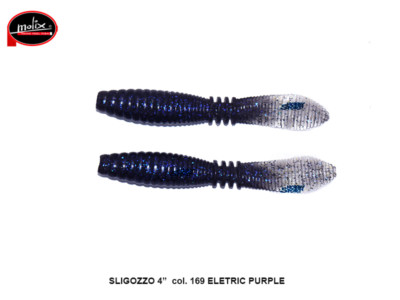 MOLIX SLIGOZZO 4" COL. 169 ELETRIC PURPLE SILICONICO x SPINNING LAGO BLACK BASS
