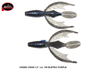 MOLIX VINDEX CRAW 3,5" COL.  169 ELETRIC PURPLE SILICONICHE SPINNING BLACK BASS