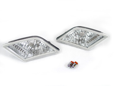 DEPO Clear Bumper Side Marker Light +Chrome Bulb For 08-11 Mercedes W204 C Class
