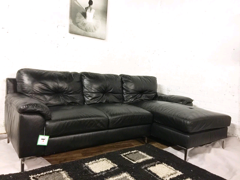 * Real leather Black Corner sofa in Sheffield, South Yorkshire Gumtree